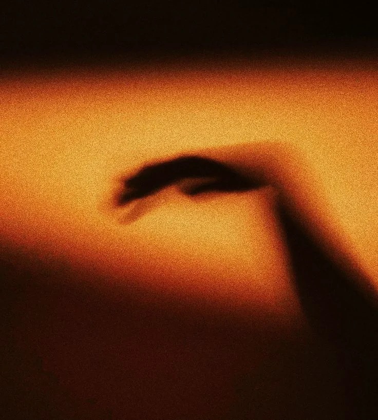Silueta de mujer proyectada sobre una pared terracota